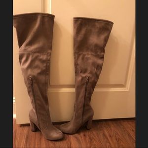 Taupe over the knee boots